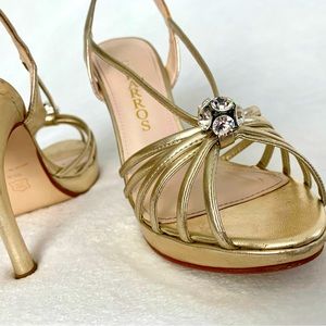 Caparros Woman’s Raquel Gold Metallic Slingback Evening Shoes